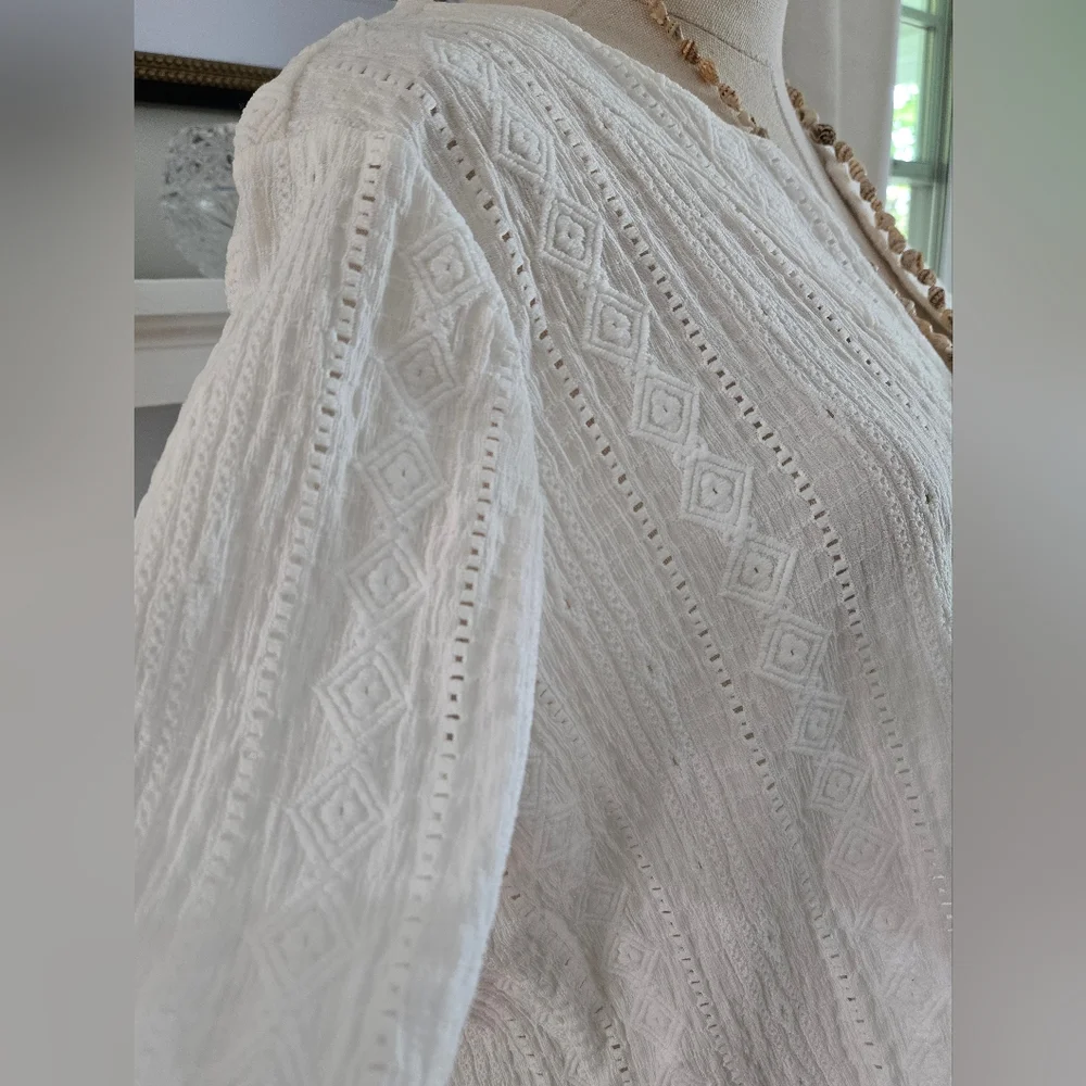 NIC+ZOE Cream Ribbed 3/4 Sleeve Tunic - Picture 3 of 7